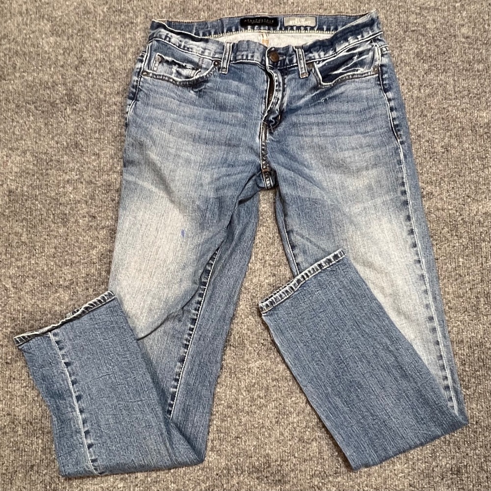 Aeropostale Slim Straight Jeans Mens 30x32 Blue Medium Wash Distressed Denim